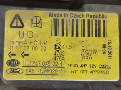 Second-hand car spare part Right Headlight for FORD FIESTA (CB1) Urban OEM IAM references 1EJ24704502  