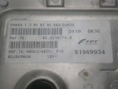 Peça sobressalente para automóvel em segunda mão centralina de motor uce por fiat panda 3 1.2i 69ch manual referências oem iam 52032648  51969934