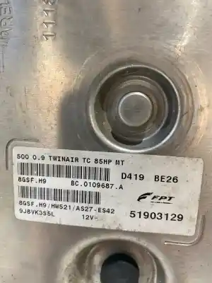 Second-hand car spare part ecu engine control for fiat 500 11 900 ga nº8137-lado izquierdo oem iam references 93757  11 900 ga nº8137-51903129 / 9j8vk3s5l