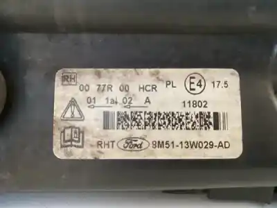 Second-hand car spare part right headlight for ford focus ii 09 1.6 tdci - nº3768-0281011701 / 8m51-12a650-lg oem iam references 96338  ii cabrio nº8415-lado derecho - ref: 8m5113w029ad