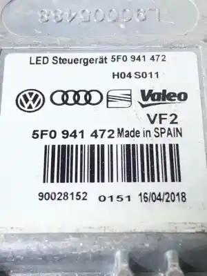 Peça sobressalente para automóvel em segunda mão centralina de motor uce por seat leon mk3 1.6 tdi-bosch - 0281018510 referências oem iam 84783  mk3 1.6 tdi - nº5746-de faro izquierdo - ref: 5f0941472