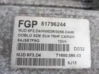 Pezzo di ricambio per auto di seconda mano centralina motore per fiat doblo monospace (119_, 223_) 1.3 jtd riferimenti oem iam 51796244 7160008603 mjd6f3d4