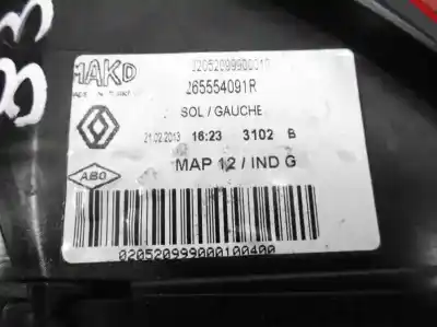 Second-hand car spare part left tailgate light for renault clio iv dynamique oem iam references 265554091r  