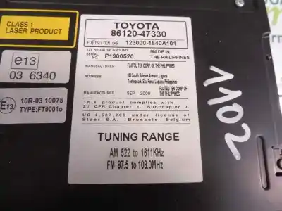 Peça sobressalente para automóvel em segunda mão sistema de áudio / rádio cd por toyota prius (nhw30) plug-in hybrid advance referências oem iam 8612047330  
