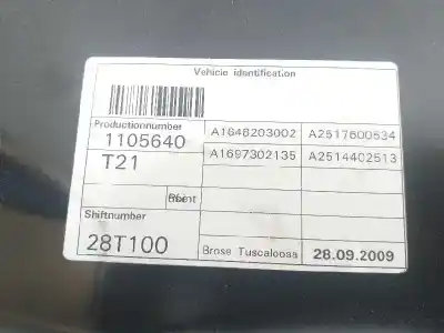 İkinci el araba yedek parçası arka sol cam regülatörü için mercedes-benz clase r (w251) r 350 cdi 4-matic (251.022) oem iam referansları a2517600534 a 2518200108 a2514402513