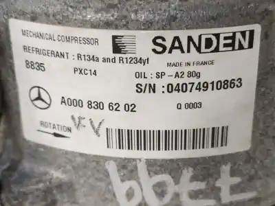Peça sobressalente para automóvel em segunda mão compressor de ar condicionado a/a a/c por mercedes clase a 1.5 cdi referências oem iam 0008306202 04074910863 