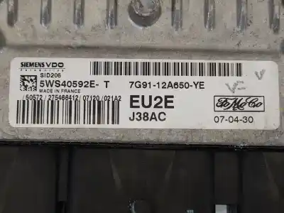 Pièce détachée automobile d'occasion calculateur moteur ecu pour ford mondeo berlina (ca2) ambiente références oem iam 7g9112a650ye  5ws40592e