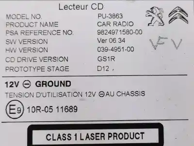 Second-hand car spare part audio system / radio cd for citroen c4 lim. business oem iam references 9824971580  