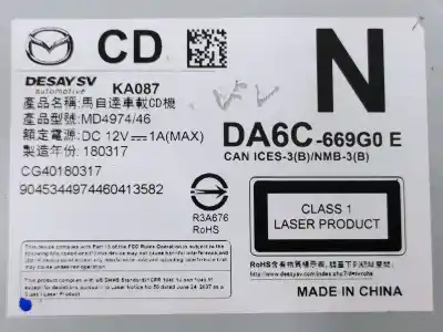 Second-hand car spare part audio system / radio cd for mazda cx-3 center-line oem iam references da6c669g0e  