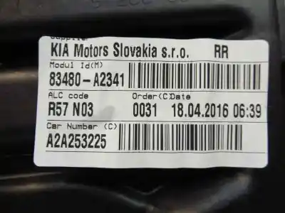 Second-hand car spare part rear right window regulator for kia cee´d drive oem iam references 83480a2341  83460a2010
