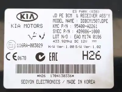 Second-hand car spare part electronic module for kia cee´d concept oem iam references 95400a2261  4d98861000