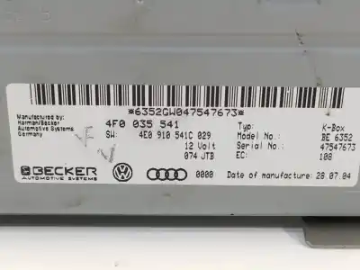 Pezzo di ricambio per auto di seconda mano impianto audio / radio cd per audi a6 berlina (4f2) 3.0 tdi quattro (165kw) riferimenti oem iam 4f0035541  4e0910541c