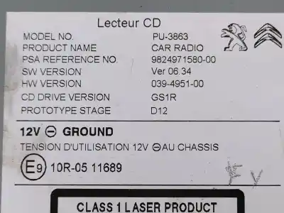 Автозапчастина б/у аудіо система / радіо cd для citroen ds4 desire посилання на oem iam 9824971580  