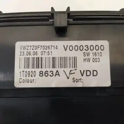 Recambio de automóvil de segunda mano de cuadro instrumentos para volkswagen caddy ka/kb (2k) kombi referencias oem iam 1t0920863a  