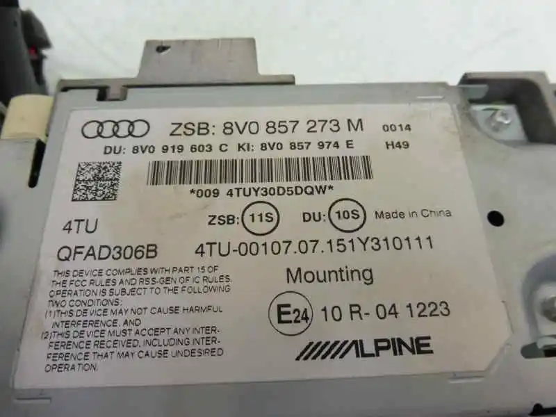 Recambio de pantalla multifuncion para audi a3 sportback (8va) ambiente  referencia OEM IAM 8V0857273M 8V0919603C 8V0857974E