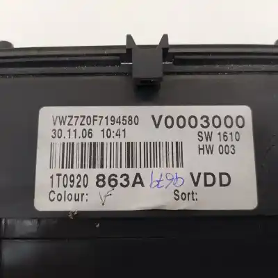 Автозапчастина б/у панель інструментів для volkswagen caddy ka/kb (2k) furg. посилання на oem iam 1t0920863a  