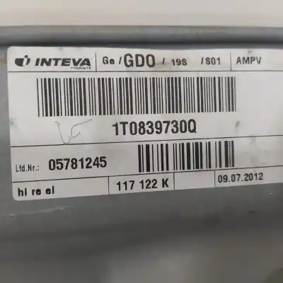 Автозапчастина б/у регулятор скла заднього правого для volkswagen touran (1t3) advance bluemotion посилання на oem iam 1t0839730q  5k0959704b