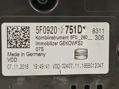 Автозапчасти б/у приборная доска за seat leon (5f1) fr plus ссылки oem iam 5f0920751d  