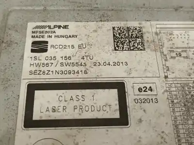 Peça sobressalente para automóvel em segunda mão sistema de áudio / rádio cd por seat mii (kf1) @mii referências oem iam 1sl035156  
