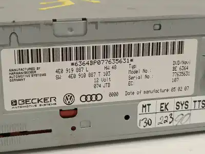 Gebrauchtes Autoersatzteil gps-navigationssystem zum audi s6 berlina 4f2 oem-iam-referenzen 4e0919887l  4e0919887t