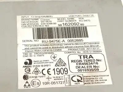 Pezzo di ricambio per auto di seconda mano impianto audio / radio cd per citroen c3 live riferimenti oem iam 9816209280  