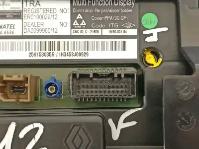 Second-hand car spare part multifunction display for renault captur limited oem iam references 259153035r  