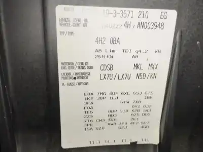 Автозапчасти б/у полный двигатель за audi a8 (4h) 4.2 tdi quattro largo ссылки oem iam cdsb  