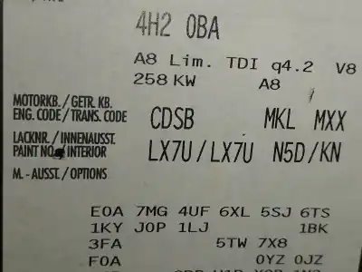 Автозапчасти б/у полный двигатель за audi a8 (4h) 4.2 tdi quattro largo ссылки oem iam cdsb  