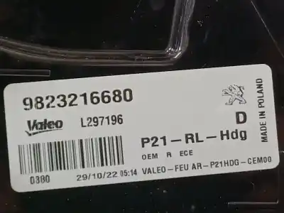 Second-hand car spare part right tailgate light for peugeot 208 ii (ub_, up_, uw_, uj_) 1.2 puretech 100 oem iam references 9823216680  