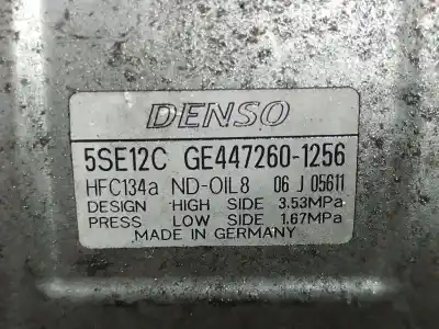 Peça sobressalente para automóvel em segunda mão compressor de ar condicionado a/a a/c por toyota auris (_e15_) 2.0 d-4d (ade150_) referências oem iam 4472601256  