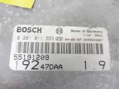 Second-hand car spare part ecu engine control for fiat stilo (192) 1.9 jtd / 1.9 jtd 115 active oem iam references 55191209 19247daa 0281011553