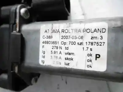 Автозапчасти б/у регулятор стекла переднего правого за fiat panda (169) 1.2 cat ссылки oem iam 46803651  