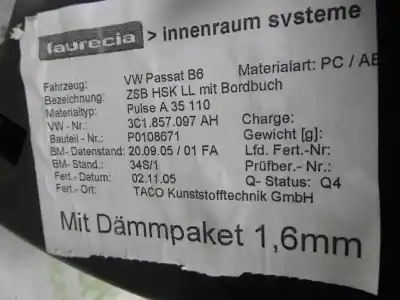 Peça sobressalente para automóvel em segunda mão porta luvas por volkswagen passat berlina (3c2) advance referências oem iam 3c1857097ah  