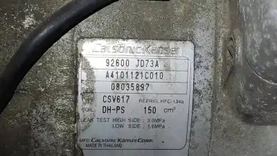 Second-hand car spare part air conditioning compressor for nissan qashqai+2 (jj10) acenta oem iam references 92600jd73a  a4101121c010