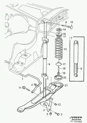Second-hand car spare part rear right suspension arm support for volvo serie 940 berlina/familiar 2.3 gle berlina 135 cv / 99 kw oem iam references 1359114