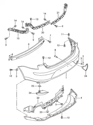 Second-hand car spare part rear bumper reinforcement for seat toledo iii (5p2) 1.9 tdi oem iam references 5p5807394  