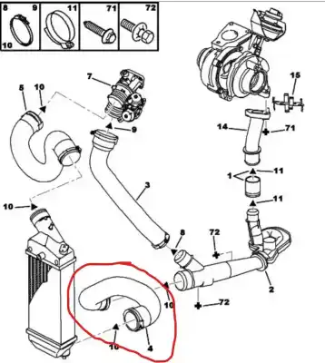 Peça sobressalente para automóvel em segunda mão tubos de intercooler por citroen c4 berlina exclusive referências oem iam 0382at  
