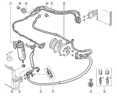 Second-hand car spare part air conditioning pipes for renault megane i scenic (ja0) 1.9 dti diesel cat 98 cv / 72 kw oem iam references 7700426468  