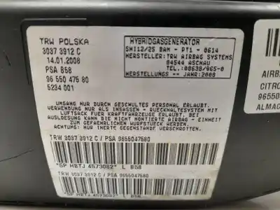 Автозапчастина б/у передня права бічна подушка безпеки для citroen c4 grand picasso i (ua_) 2.0 hdi 138 посилання на oem iam 9655047580  30373912c / 5234001