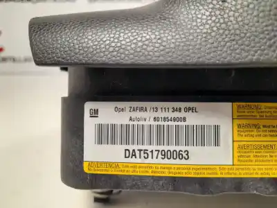 Peça sobressalente para automóvel em segunda mão Airbag Dianteiro Esquerdo por OPEL ZAFIRA B Cosmo Referências OEM IAM 13111348  601854900B