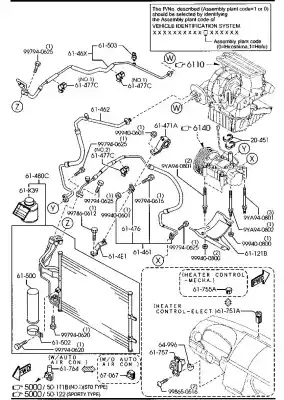 Tweedehands auto-onderdeel airconditioning pijpen voor mazda 3 sedán (bk) 2.0 (bkep) oem iam-referenties bp4s614g0b