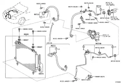 Peça sobressalente para automóvel em segunda mão tubos de ar condicionado por toyota corolla (e12) 1.6 16v referências oem iam 8870312600  