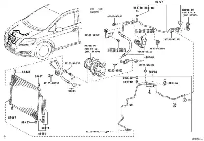 Peça sobressalente para automóvel em segunda mão tubos de ar condicionado por toyota auris luna+ referências oem iam 8870702030