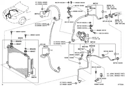 Peça sobressalente para automóvel em segunda mão tubos de ar condicionado por toyota corolla (e12) 2.0 d-4d linea sol berlina referências oem iam 8870302100