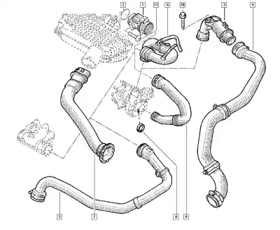 Second-hand car spare part turbocharger pressure pipe for renault clio ii fase ii (b/cb0) authentique oem iam references 8200164148  