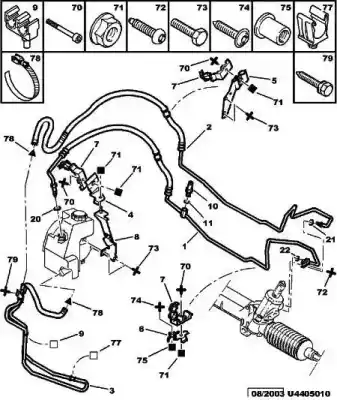 Pezzo di ricambio per auto di seconda mano tubo pressione del servosterzo per citroen xsara picasso 1.6 hdi 90 x riferimenti oem iam 4014s5  