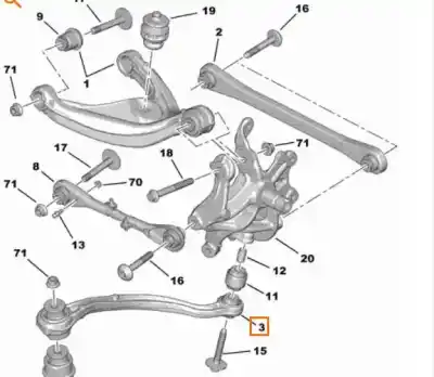 Peça sobressalente para automóvel em segunda mão braço de suspensão superior traseiro esquerdo por citroen c5 berlina millenium referências oem iam 517847