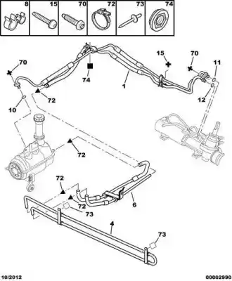 Автозапчастина б/у труба тиску гідропередування керма для peugeot 307 break / sw (s1) sw pack посилання на oem iam 9656895480  