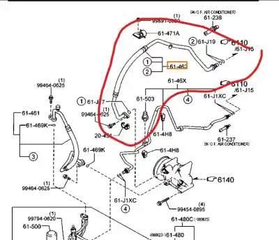 Second-hand car spare part air conditioning pipes for mazda 2 (de_, dh_) 1.3 (de3fs) oem iam references d65161462a  