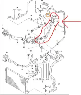 Tweedehands auto-onderdeel BUIS voor VOLKSWAGEN GOLF IV BERLINA (1J1)  OEM IAM-referenties 1J0122291D  